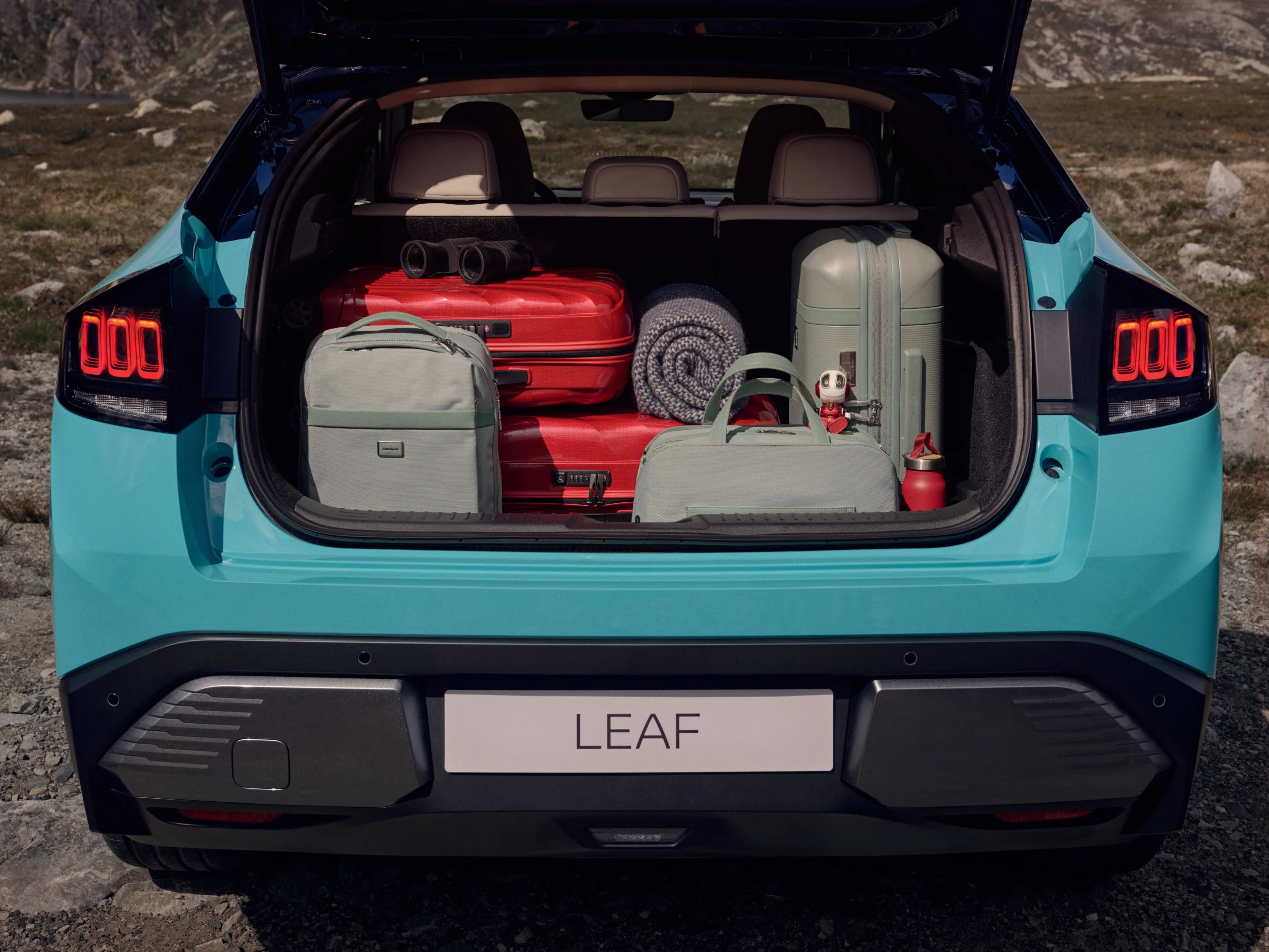 Bagasjerommet i Nissan LEAF med bagasje