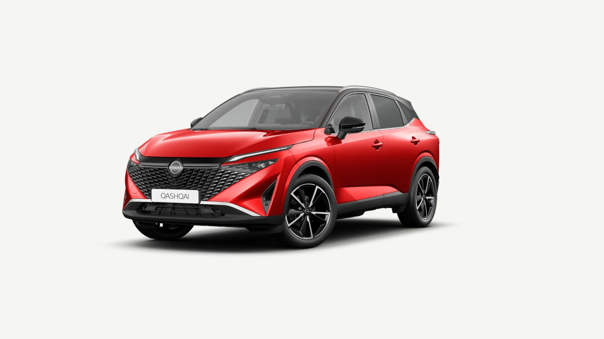 Nissan QASHQAI i Sunset Red med svart tak